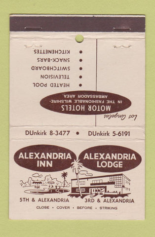 Matchbook Cover - Alexandria Inn Los Angeles CA 40 Strike