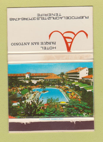 Matchbook Cover - Hotel Parque San Antonio Tenerife Spain 40 Strike