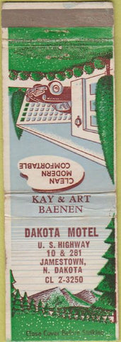 Matchbook Cover - Dakota Motel Jamestown ND