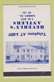 Matchbook Cover - Heverly's Antlers Sunbury PA 40 Strike