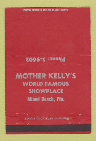 Matchbook Cover - Mother Kelley's Showplace Miami Beach FL 40 Strike
