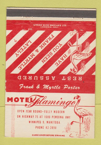 Matchbook Cover - Motel Flamingo Winnipeg MB 40 Strike