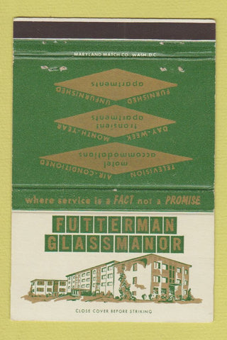 Matchbook Cover - Futterman Glass Manor  Washington DC 40 Strike