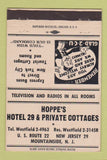 Matchbook Cover - Hoppe's Hotel 29 Mountainside NJ 40 Strike