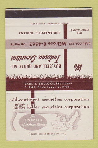Matchbook Cover - Big Board Indiana Stocks Indianapolis IN SAMPLE 40 Strike