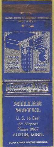 Matchbook Cover - Miller Motel Austin MN WEAR