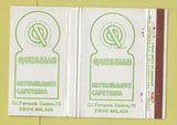 Matchbook Cover - Quessian Restaurante Malaga Spain 40 Strike