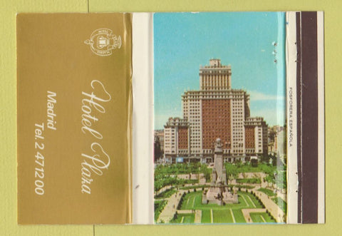 Matchbook Cover - Hotel Plaza Madrid Spain 40 Strike