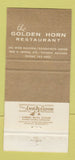 Matchbook Cover - Golden Horn Restaurant Phoenix AZ 30 Strike