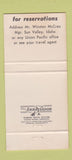 Matchbook Cover - Sun Valley ID Resort Union Pacific Railroad 30 Strike