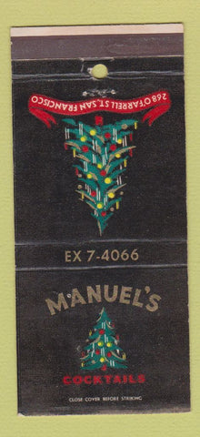 Matchbook Cover - Manuel's Cocktails San Francisco CA Christmas 30 Strike