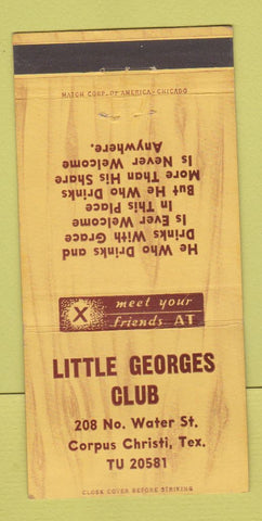 Matchbook Cover - Little Georges Club Corpus Christi TX 30 Strike