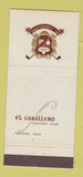 Matchbook Cover - El Caballero Country Club Tarzana CA 30 Stick