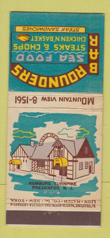 Matchbook Cover - Rounders Bar Seafood Preakness NJ 21 Strike Feature