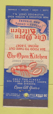 Matchbook Cover - Open Kitchen Restaurant Wildwood Crest NJ 30 Stick