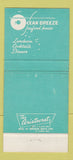 Matchbook Cover - Ocean Breeze Seafood House Jersey City NJ 30 Strike
