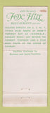 Matchbook Cover - John Yervant's Fox Hill Restaurant Ridgefield CT 30 Strike