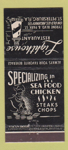 Matchbook Cover - Lighthouse Restaurant St Petersburg FL 21 Strike Feature