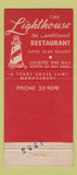 Matchbook Cover - Lighthouse Restaurant St Petersburg FL 21 Strike Feature