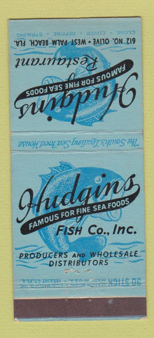 Matchbook Cover - Hudgins Restaurant Seafood West Palm Beach FL 30 Stick