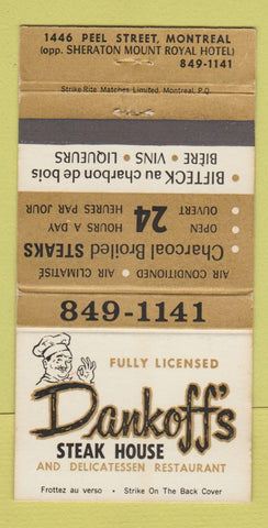 Matchbook Cover - Dankoff's Steak House Montreal QC 30 Strike