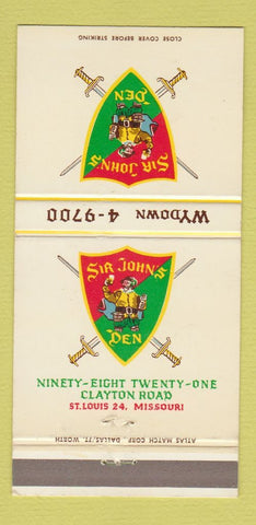 Matchbook Cover - Sir John's Den St Louis MO 30 Strike