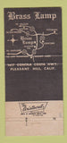 Matchbook Cover - Brass Lamp Pleasant Hill CA 30 Strike