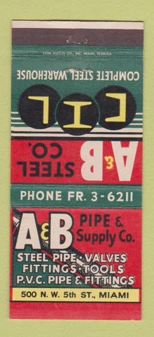 Matchbook Cover - A&B Steel Pipe Supply Miami FL 30 Strike