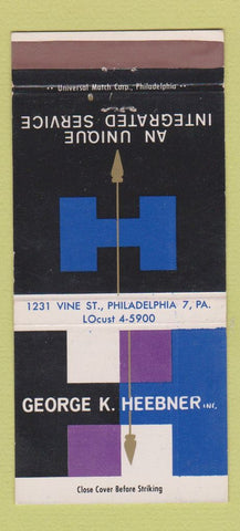 Matchbook Cover - George Heebner Philadelphia PA Construction 30 Strike