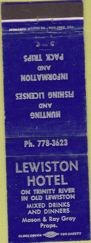 Matchbook Cover - Lewiston Hotel CA Trinity River