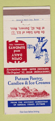 Matchbook Cover - Putnam Pantry Candies Ice Cream Danvers MA 30 Strike
