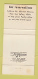 Matchbook Cover - Sun VAlley ID Resort Union Pacific Railroad 30 Strike