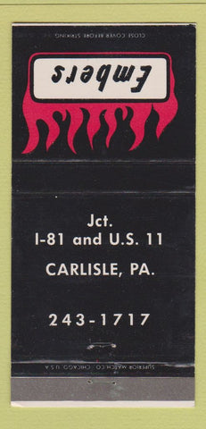 Matchbook Cover - Embers Restaurant Carlisle PA 30 Strike