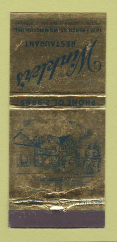 Matchbook Cover - Winkler's Restaurant Wilmington DE WEAR 30 Stick