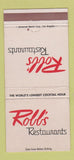 Matchbook Cover Robb's Restaurants El Segundo Los Angeles Van Nuys CA 30 Strike
