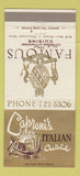 Matchbook Cover - Caproni's Italian Restaurant Cincinnati OH WEAR 30 Strike