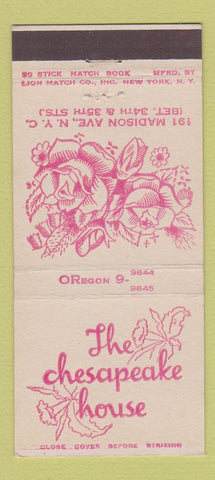 Matchbook Cover - Chesapeake House New York City 30 Stick