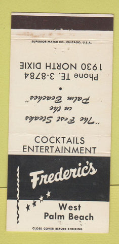 Matchbook Cover - Frederic's Restaurant West Palm Beach FL WEAR 30 Strike