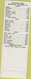 Matchbook Cover - Evanston House Freeman's Cafe WY