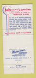Matchbook Cover - Loft's Candy Garden Union NJ 30 Strike
