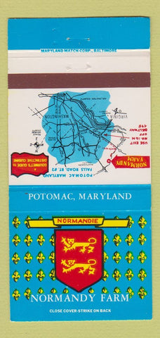 Matchbook Cover - Normandy Farm Potomac MD 30 Strike