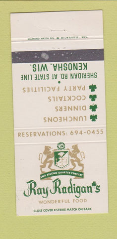 Matchbook Cover - Ray Radigan's Restaurant Kenosha WI 30 Strike