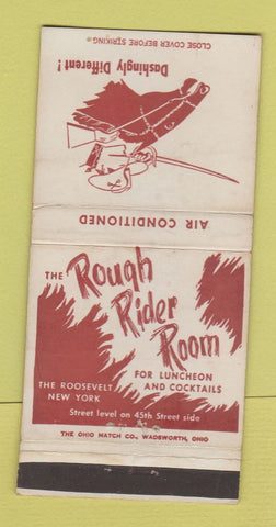 Matchbook Cover - Rough Rider Room Roosevelt Hotel New York City WEAR 30 Strike