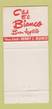 Matchbook Cover - Club El Bianco Italian Chicago IL WEAR 30 Strike