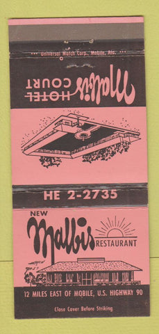 Matchbook Cover - Malbis Hotel Court Mobile AL 30 Strike