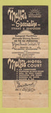 Matchbook Cover - Malbis Hotel Court Mobile AL 30 Strike