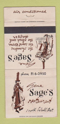 Matchbook Cover - Gene Sage's Restaurant Chicago IL WEAR 30 Strike
