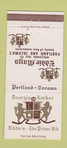Matchbook Cover - Eddie Mays Davey's Locker Tacoma WA Portland OR 30 Strike