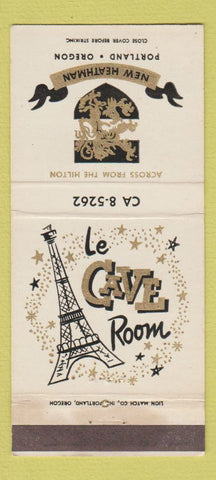 Matchbook Cover - New Heathman Portland OR Le Cave Eiffel Tower 30 Strike