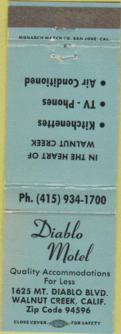 Matchbook Cover - Diablo Motel Walnut Creek CA